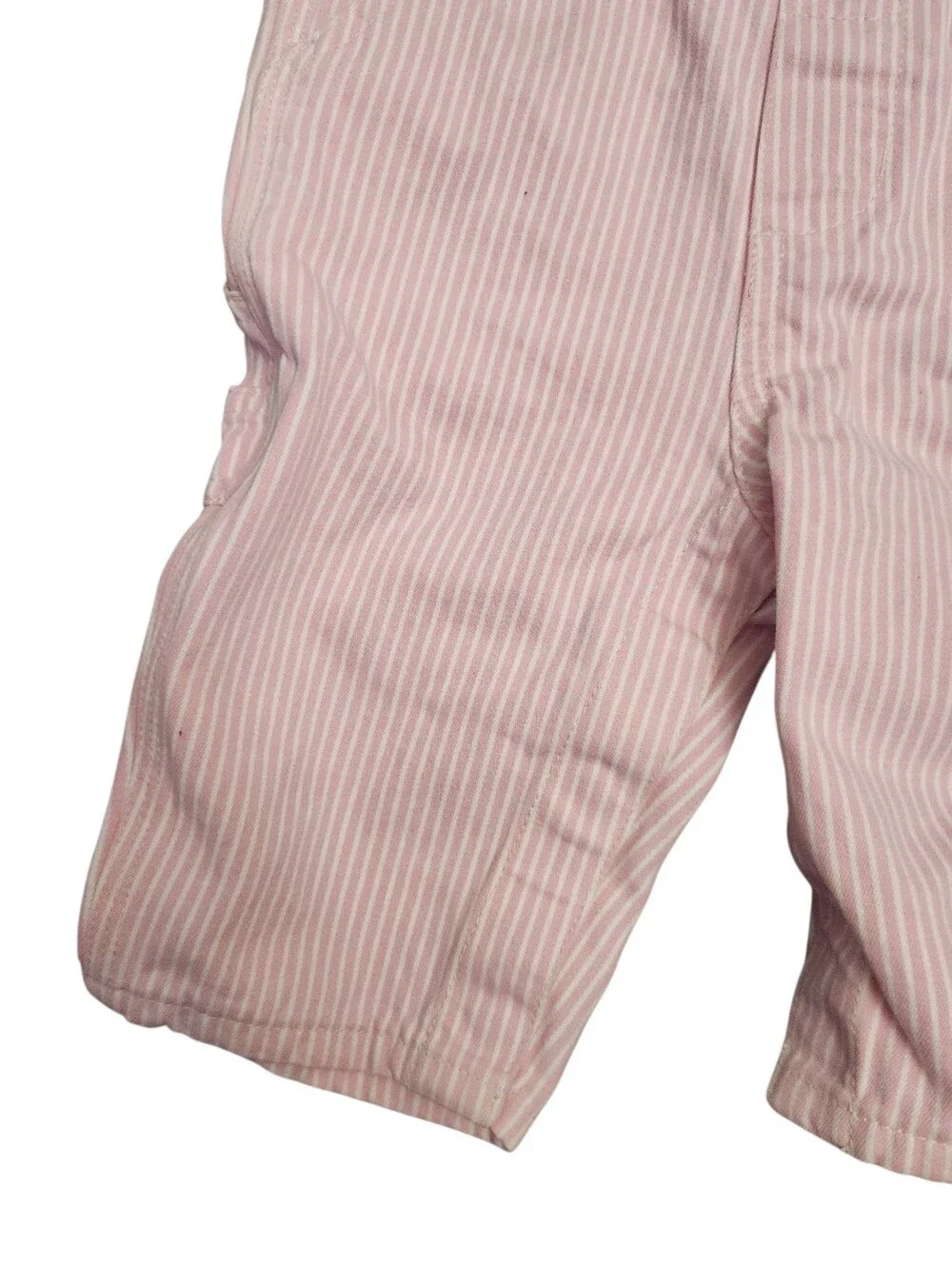Oshkosh Vestbak Overalls Pink Stripe Railroad Girls 3-6 Months Denim Bib Baby